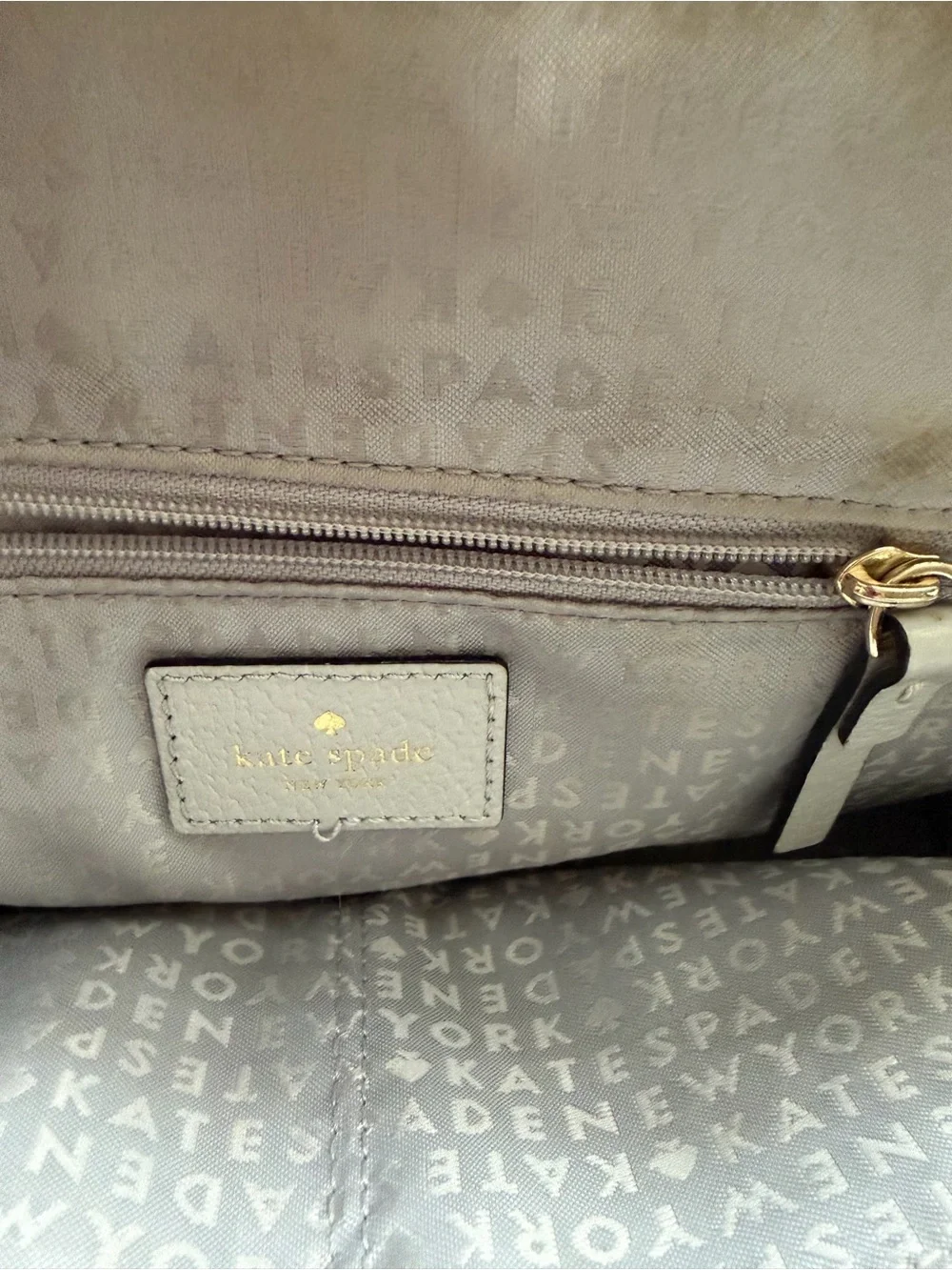 kate spade Two-Tone Cream and Light Gray Dome Satchel